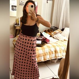 Nasty gal polka dot midi skirt satin